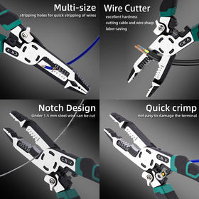 Groword side cutter helps cleanly trim and deburr wiring.