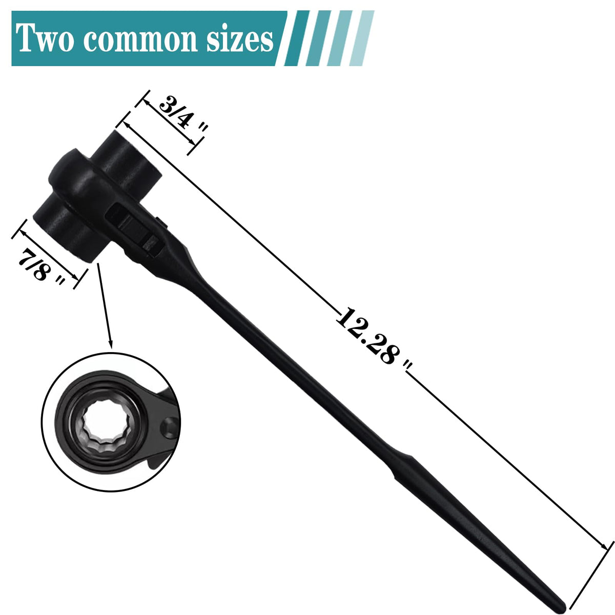 Groword 12-point ratcheting podger double-ended wrench for versatile use