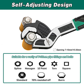 Groword adjustable wrench showing wide 15–35mm range for versatility.