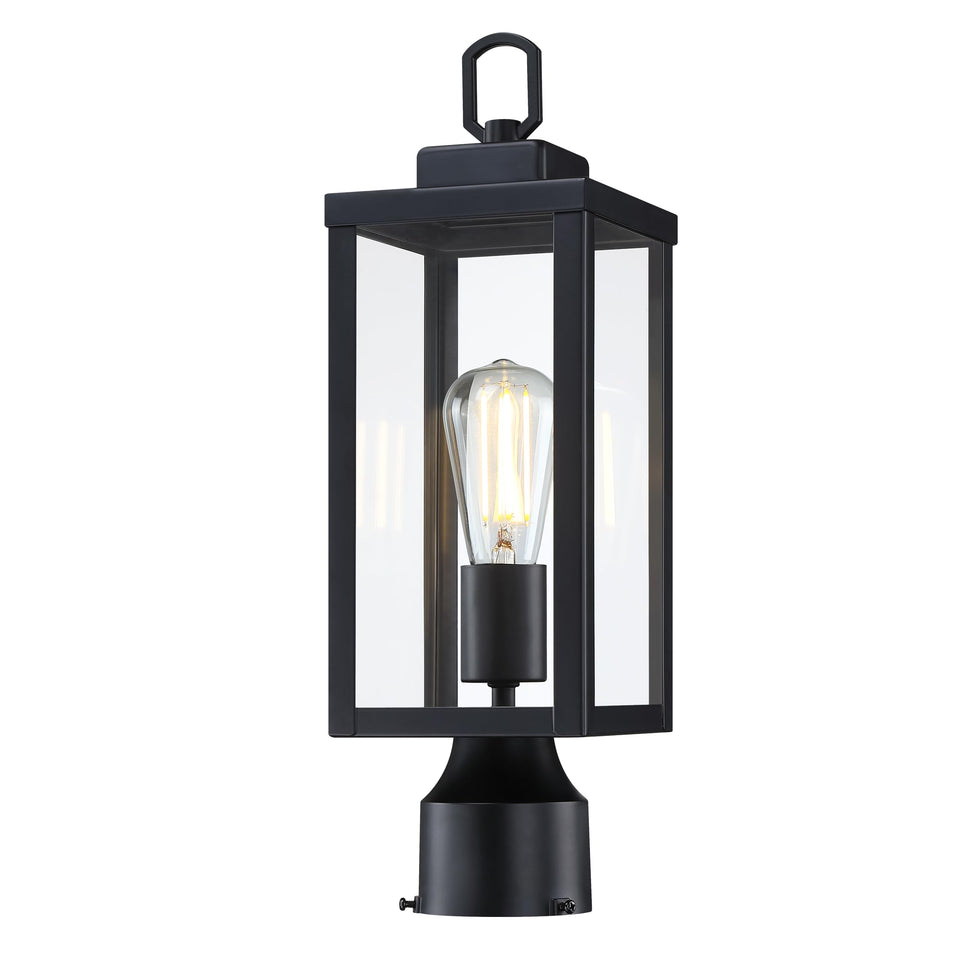 GRUENLICH outdoor post light front view with durable metal housing for wet locations.