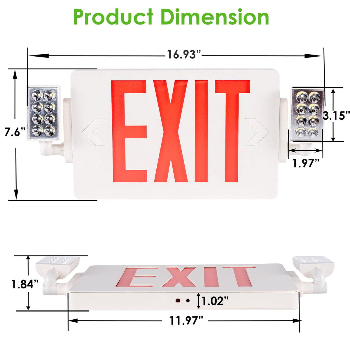 Gruenlich exit sign ready for ceiling or wall mounting in busy environments