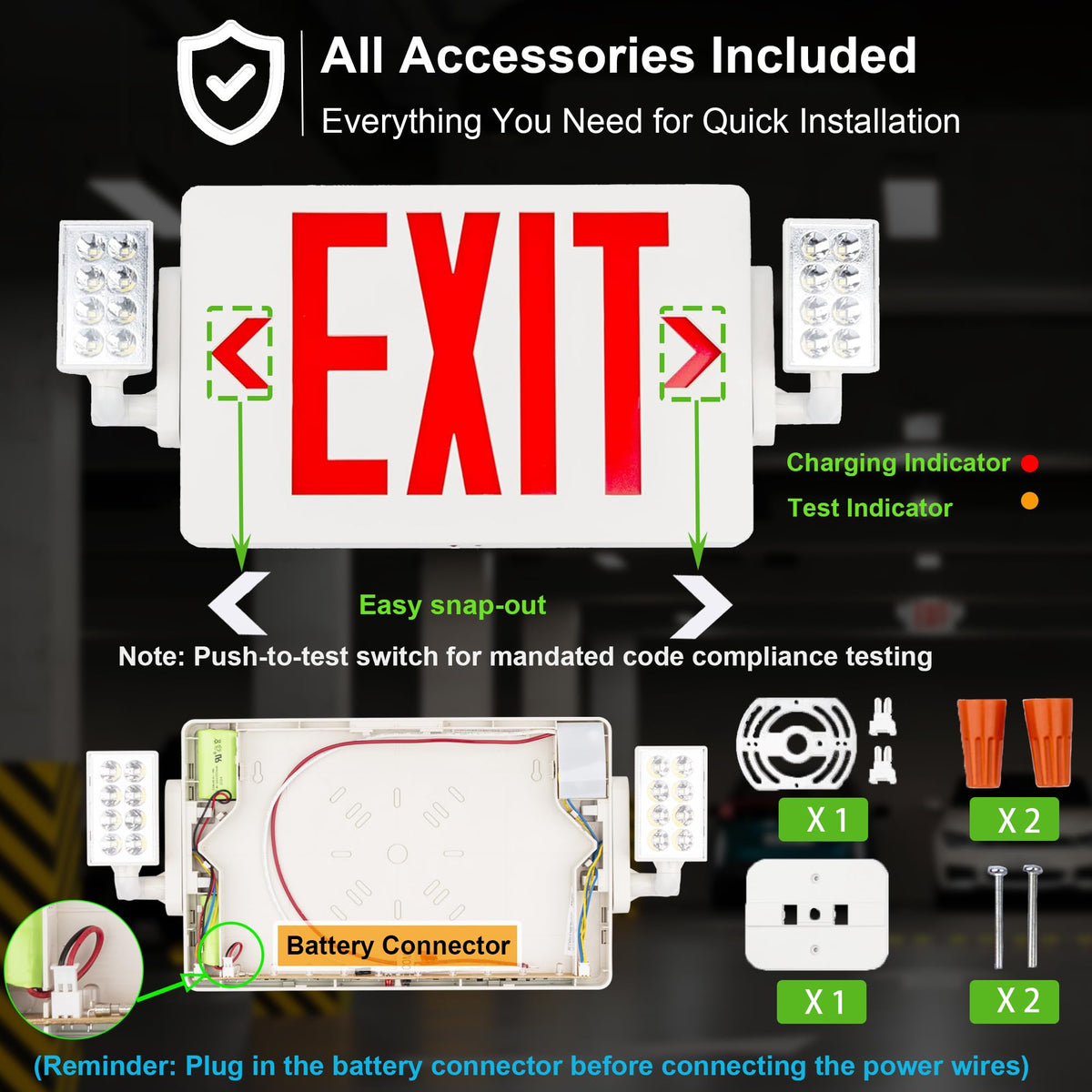 Gruenlich LED exit sign 2-pack for scalable safety coverage