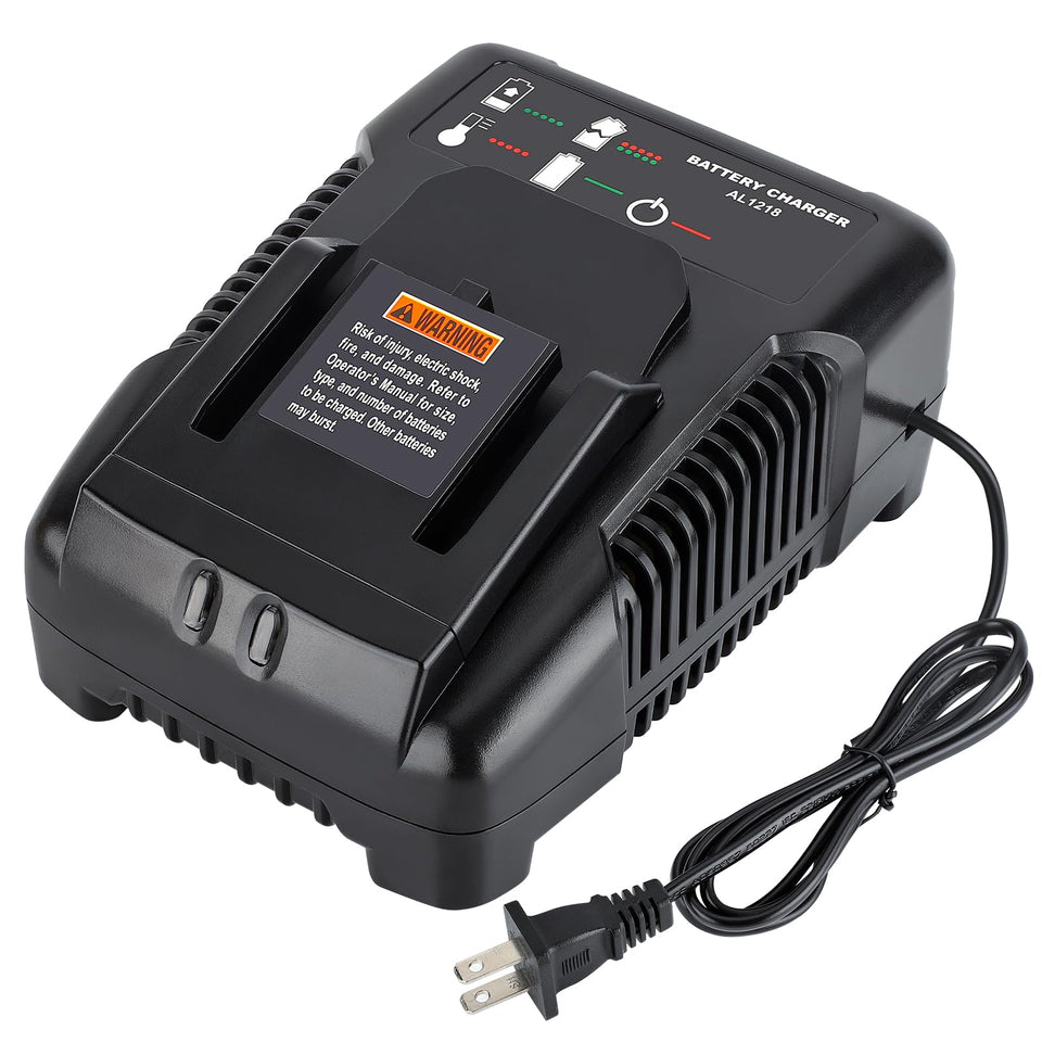 GRVODFRTA 18V charger front view highlighting compact form factor for Ridgid use.