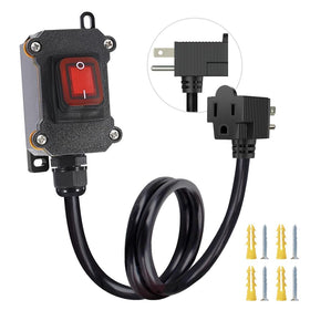 GRZWAYS inline cord switch with red LED rocker for outdoor power control
