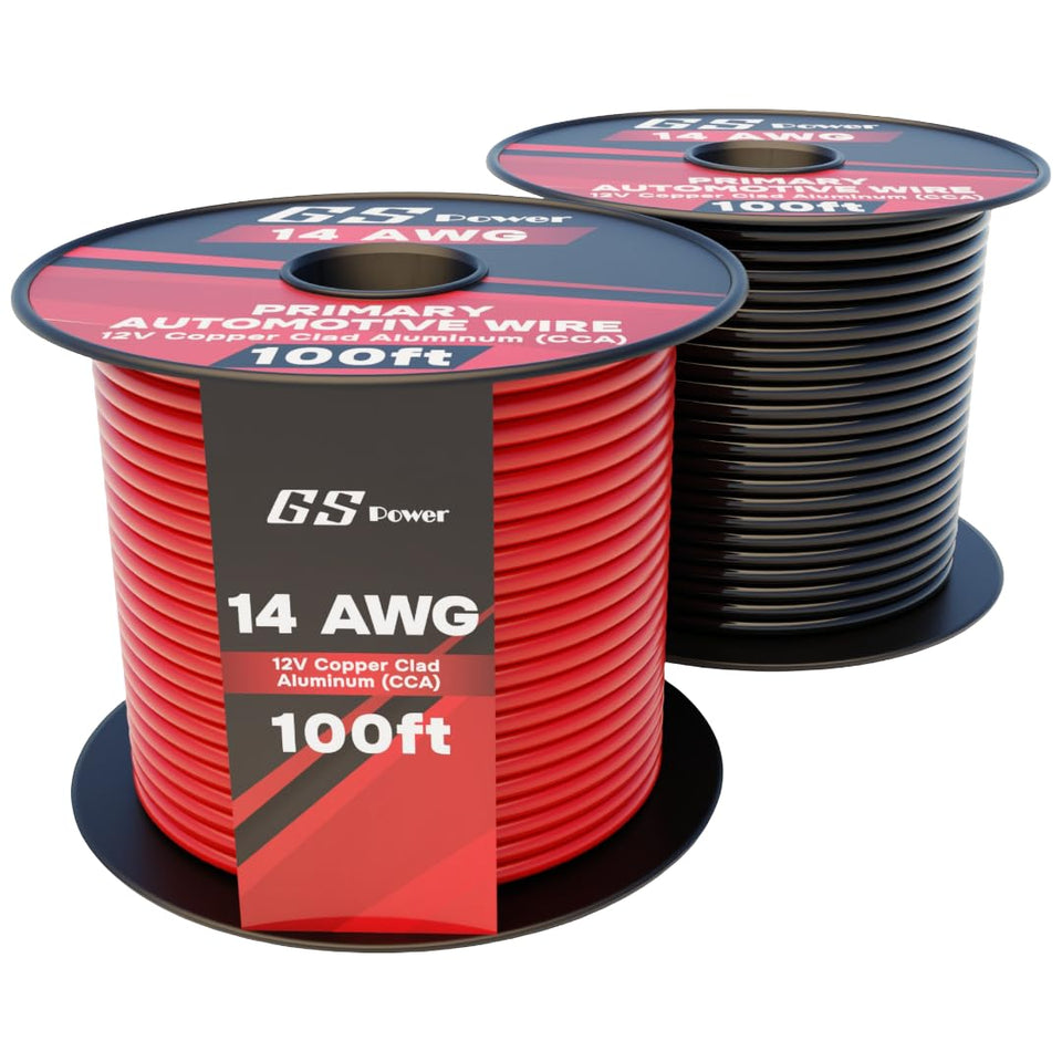 GS Power CCA wire red-black spool for dual-color automotive wiring and polarity easy identification