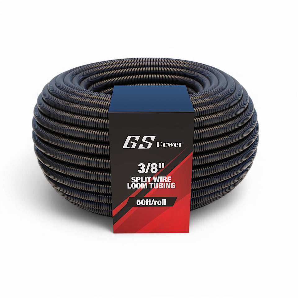 GS Power split wire loom tubing protects multiple wires in a bundle.