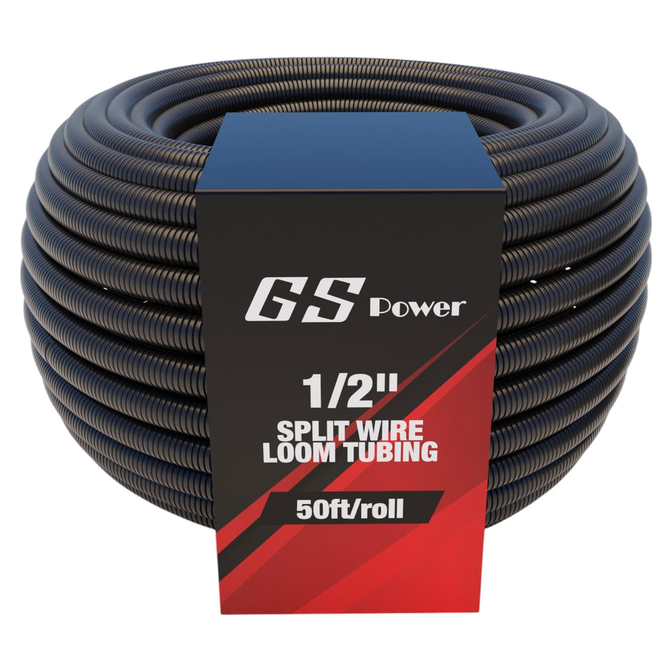 GS Power split wire loom tubing 1/4in protects outdoor cables with durable flexibility