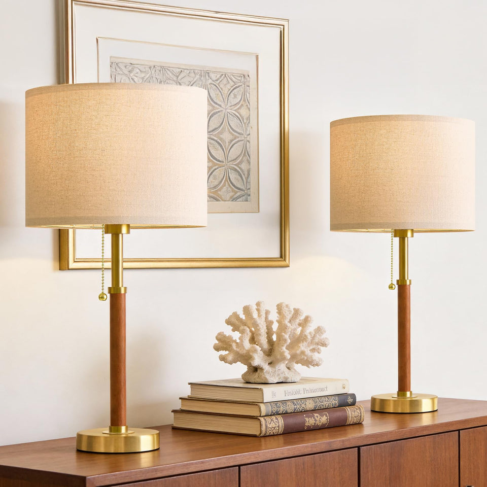 G-SAFAVA 22in wood table lamp base provides stable bedside lighting