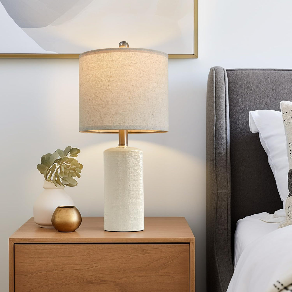 Assembled G-SAFAVA lamp on end table in contemporary decor