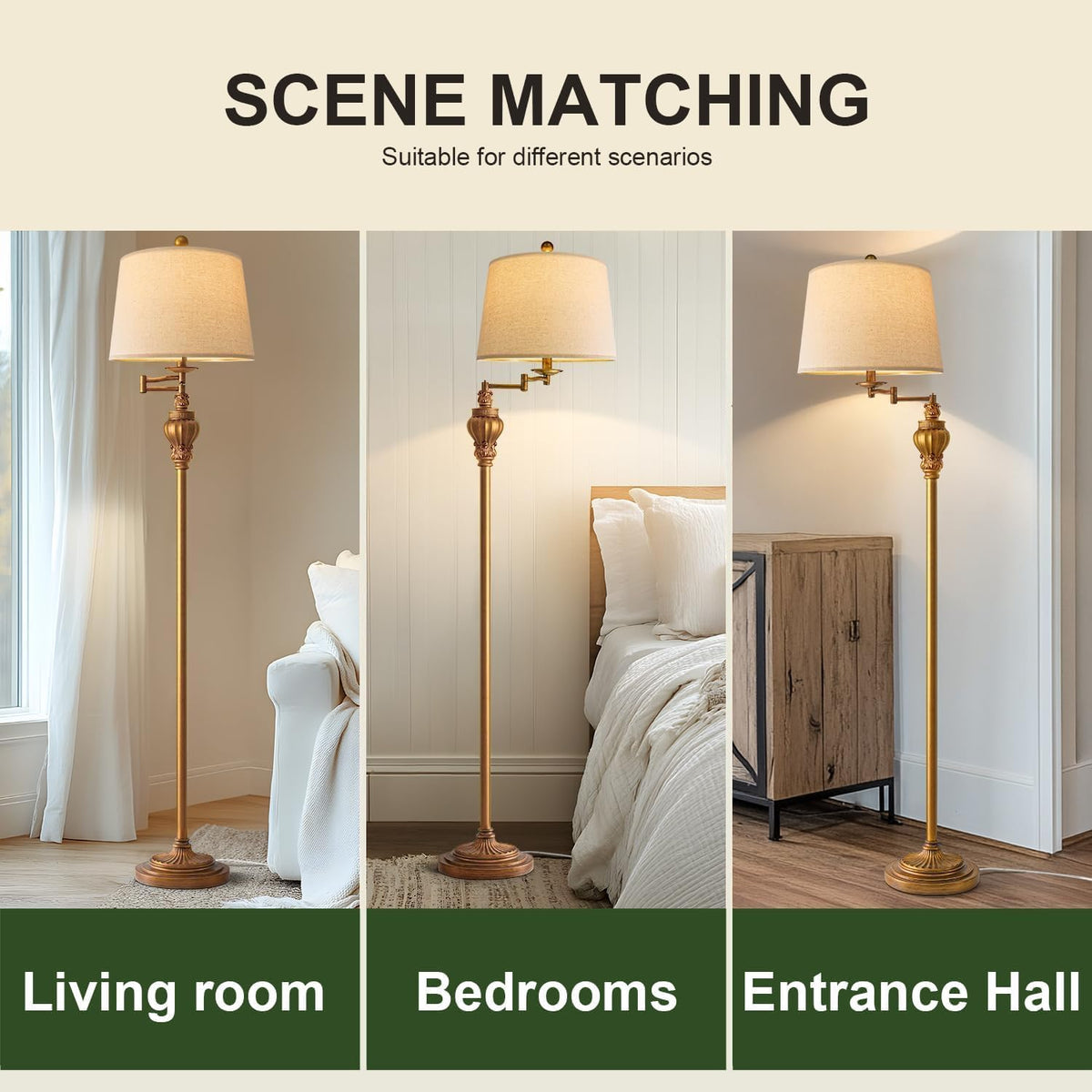 G-SAFAVA gold standing lamp base adds retro farmhouse charm to any space.