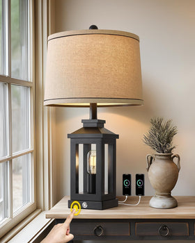 G-SAFAVA lamp side view shows hollow-out body and black finish