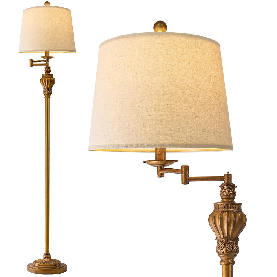 G-SAFAVA vintage floor lamp with antique resin details for warm living room ambience.