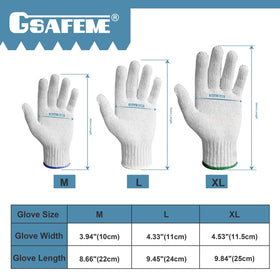 GSAFEME glove liner made with cotton-polyester yarns for durability