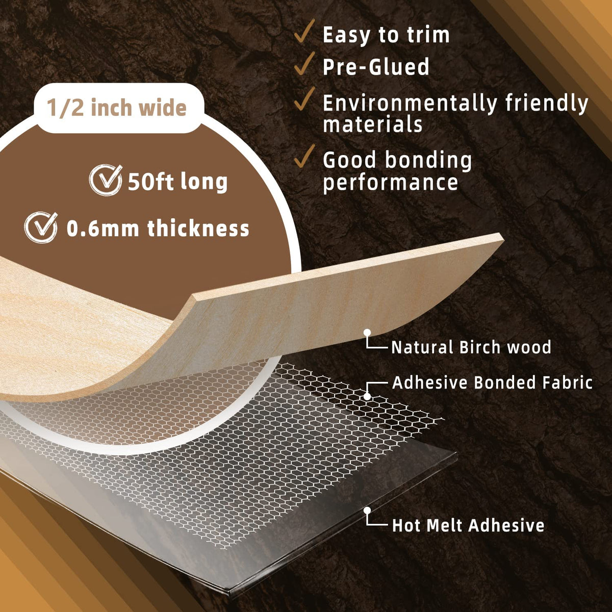 GSCIT Club Birch Edge Banding showing pre-glued back for easy application