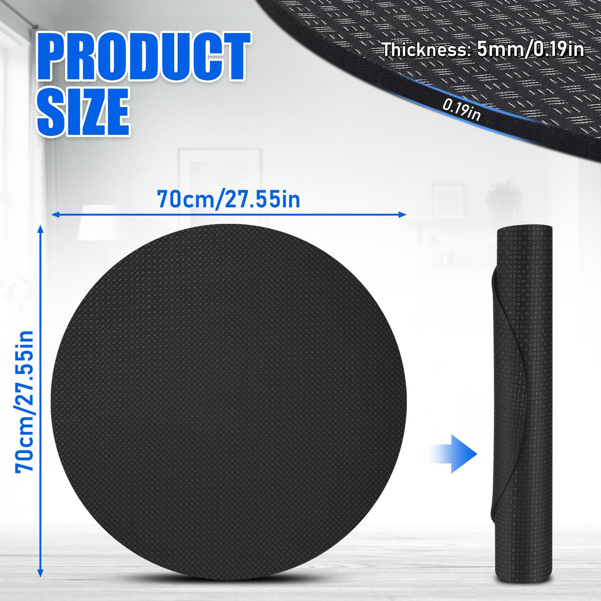 Protection for hardwood floors with round GSDOTZAP floor mat
