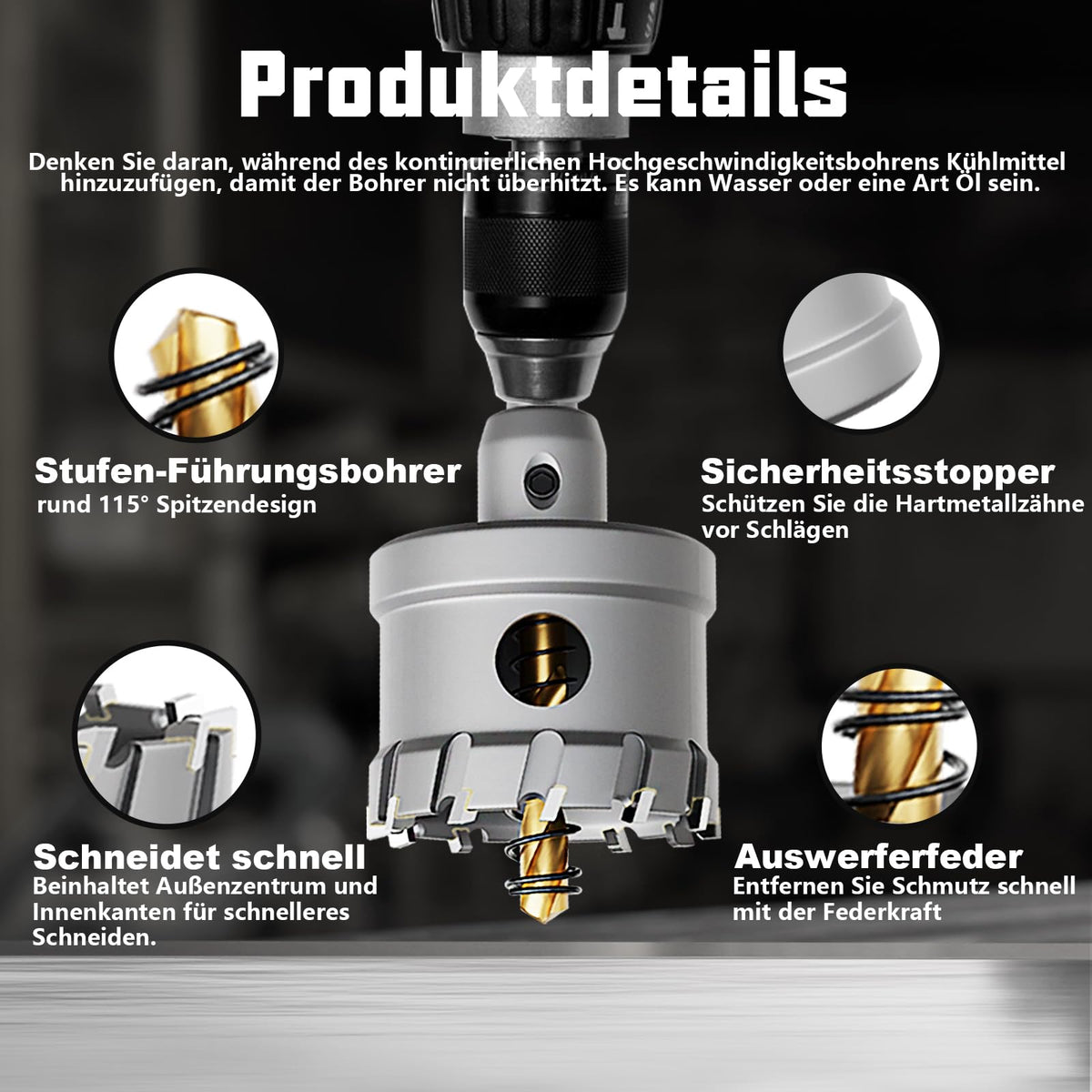 GSTK Upgrade carbide hole saw 22mm cutting metal with clean edges