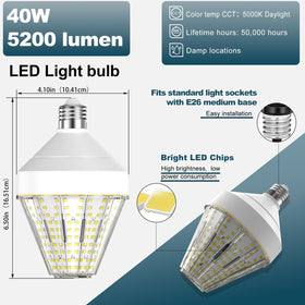 GT-Lite 40W-equivalent LED corn cob bulb with E26 base installed in fixture.