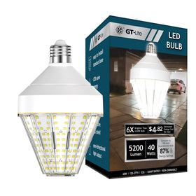 GT-Lite 5200 lumen corn cob bulb in angle view provides wide-area room coverage.