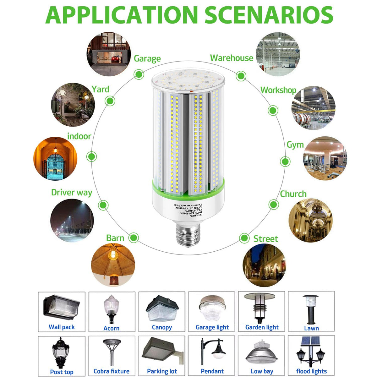 GTAREN LED corn bulbs deliver a 360-degree beam for wide coverage