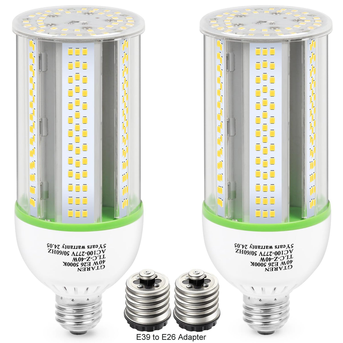 GTAREN 40W LED corn cob bulb, angled view, delivers wide, even illumination for large spaces.