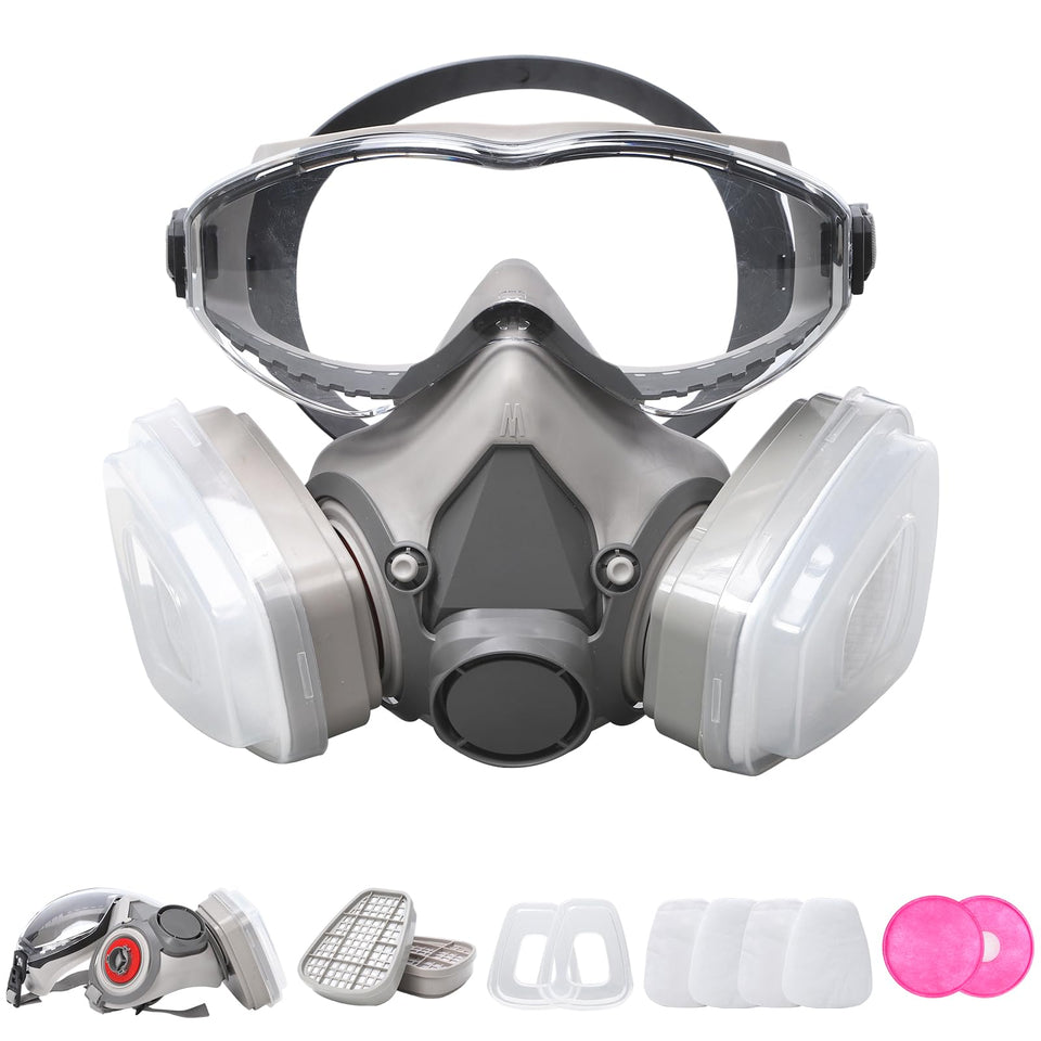 GTJiexing reusable respirator mask with adjustable head straps for a secure fit.