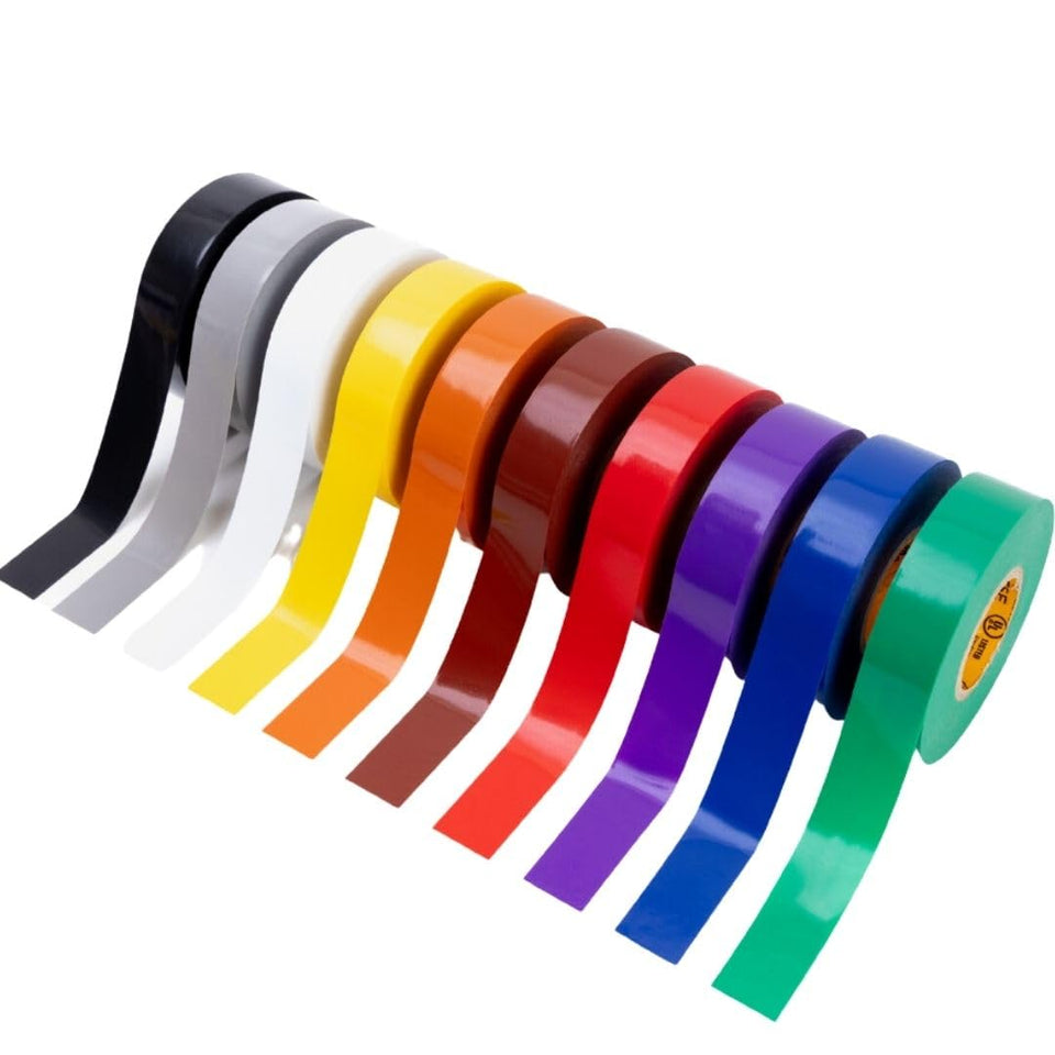 GTSE mixed colors electrical tape rolls for color coding and versatile insulation.
