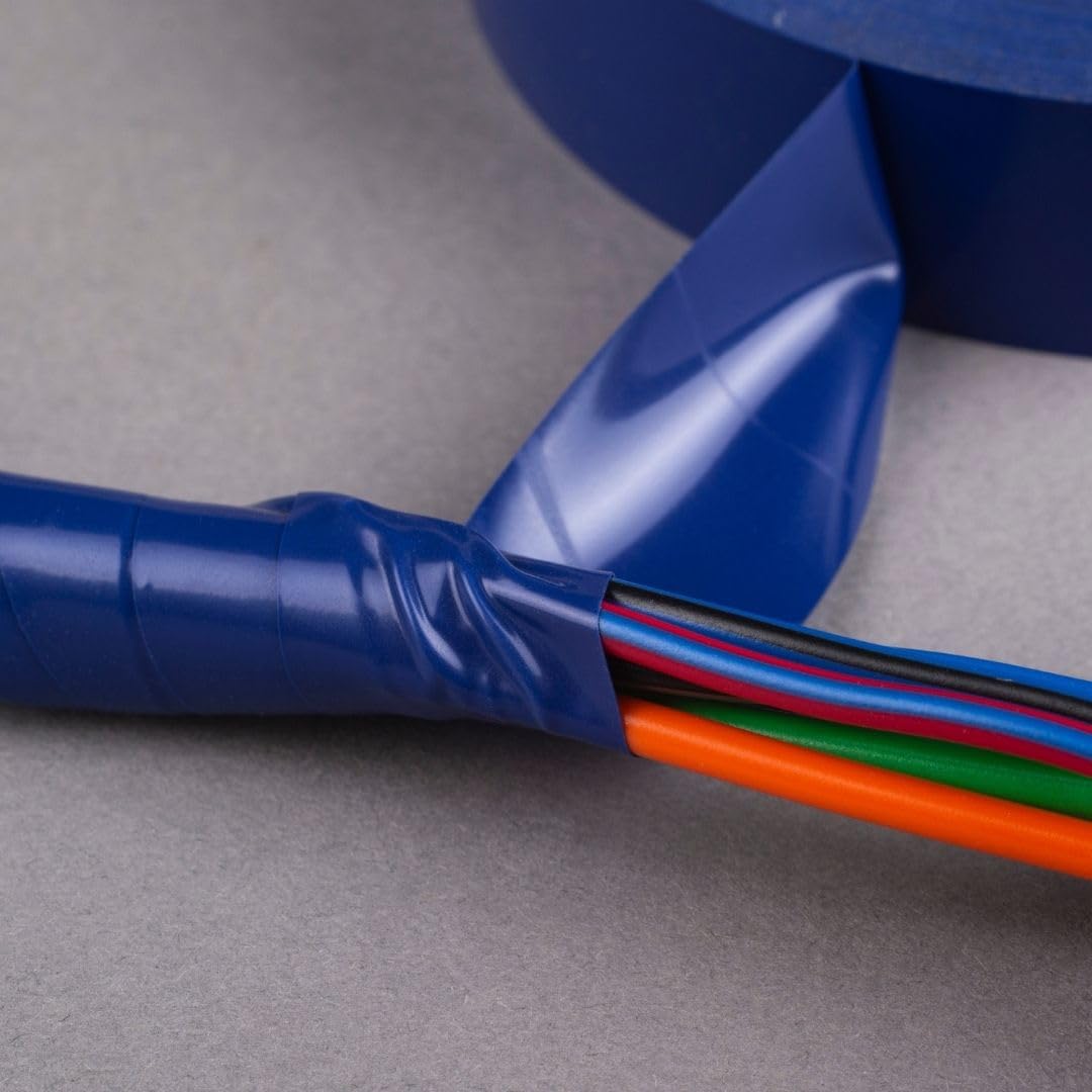 Strong rubber-based adhesive tape bonds to cables for reliable insulation and bundling.