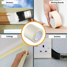 GTSE wide masking tape on wood surface shows versatile surface compatibility.