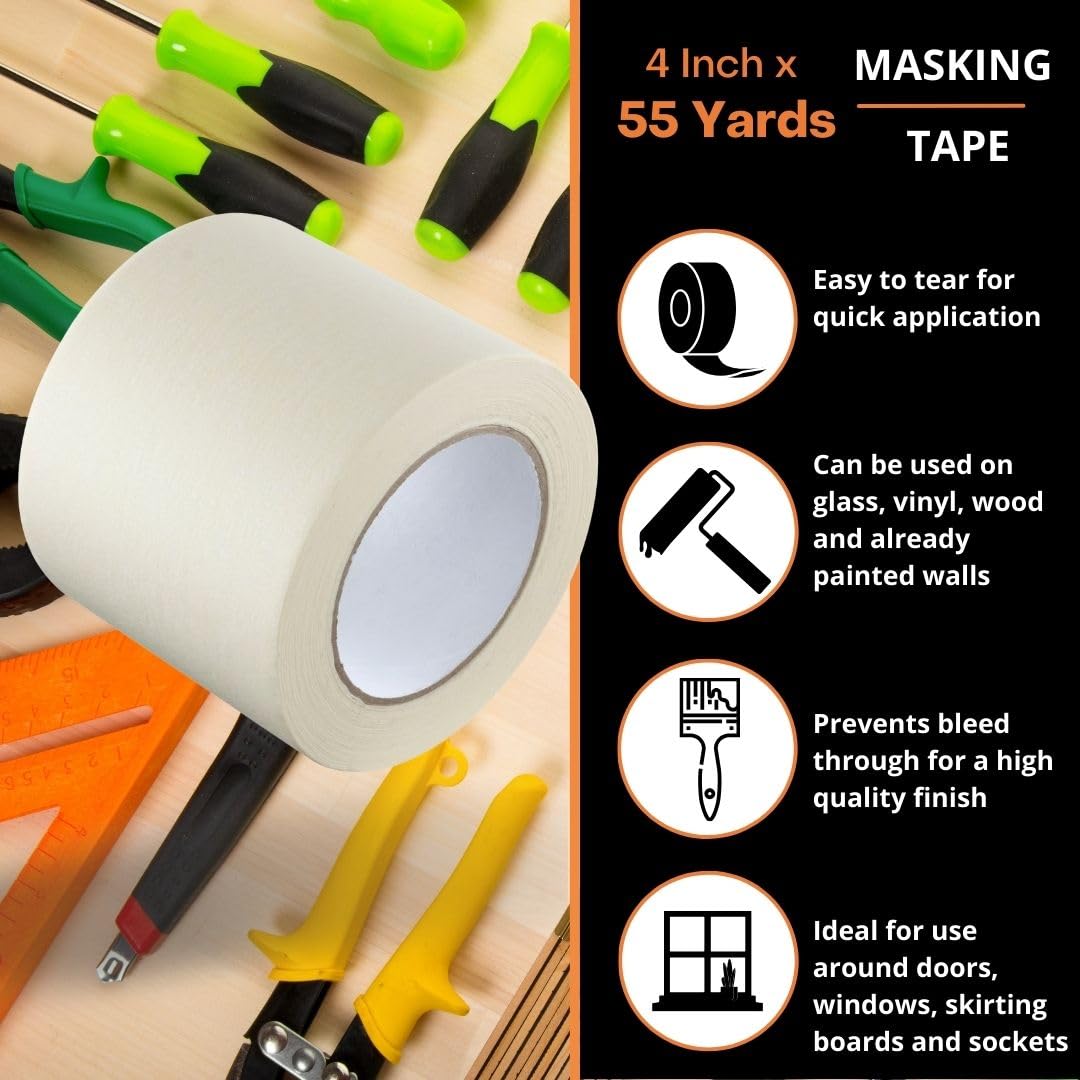 GTSE wide masking tape on glass demonstrates bleed-through protection.