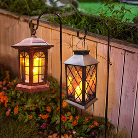 Guanfu garden night ambience with solar lantern glow.