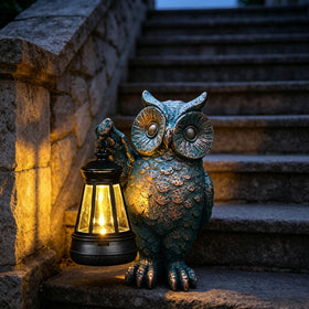 GUANFU nature lovers gift: owl statue light for birthdays or holidays.