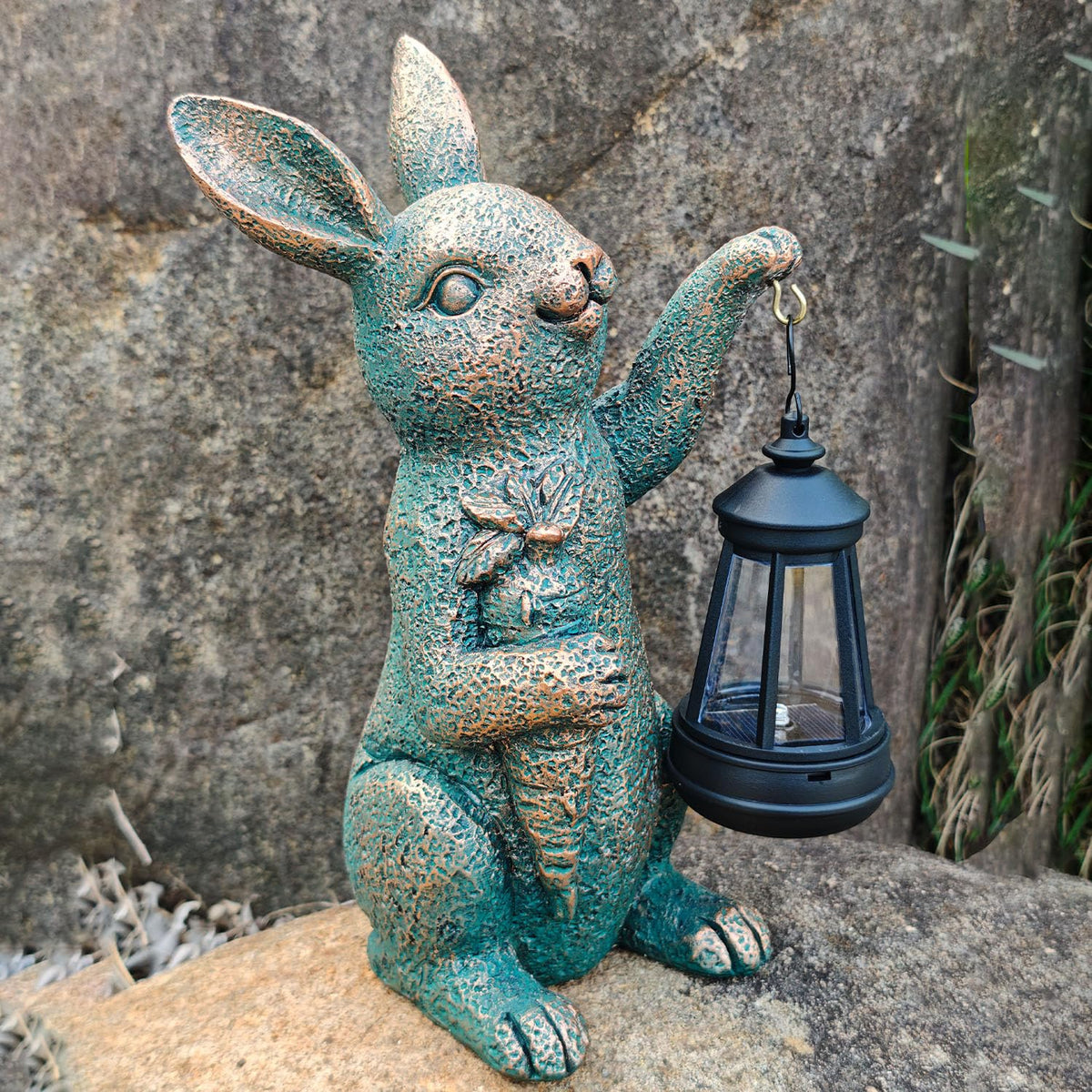 GUANFU rabbit carrot holder doubles as charming yard decor.