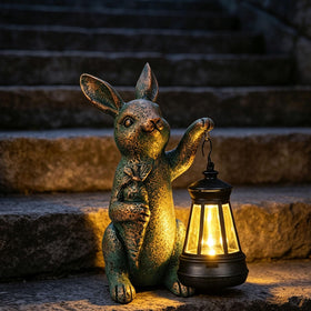 GUANFU solar garden rabbit lantern lights paths with warm, eco-friendly glow.