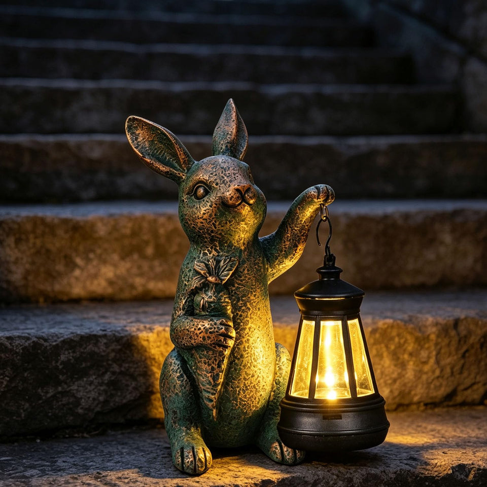 GUANFU solar garden rabbit lantern lights paths with warm, eco-friendly glow.