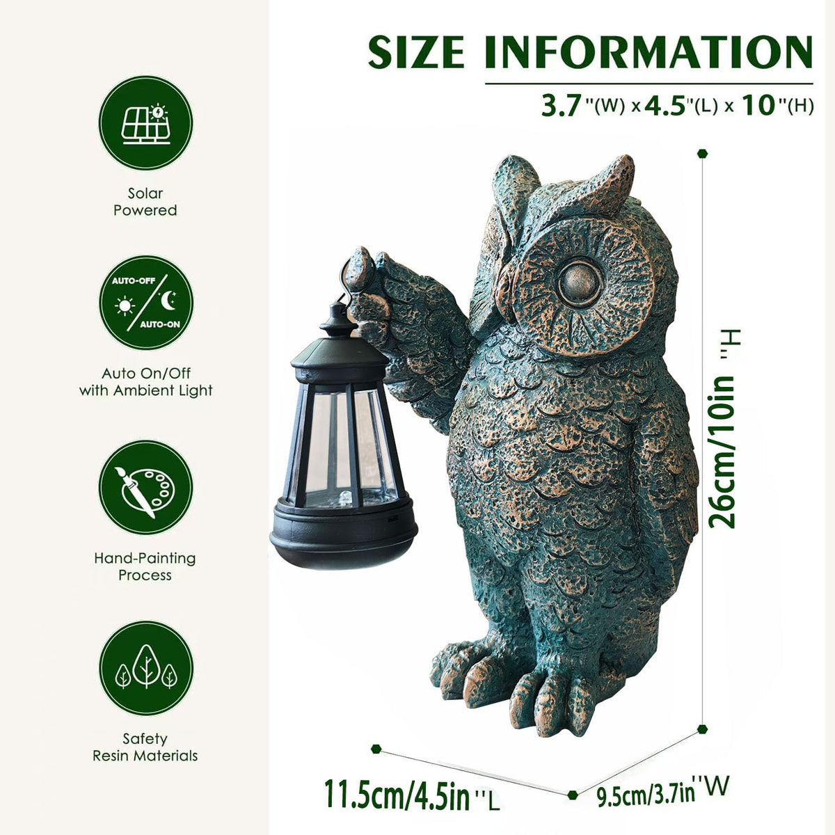 GUANFU weather-resistant owl decor withstands rain, wind, and sun.