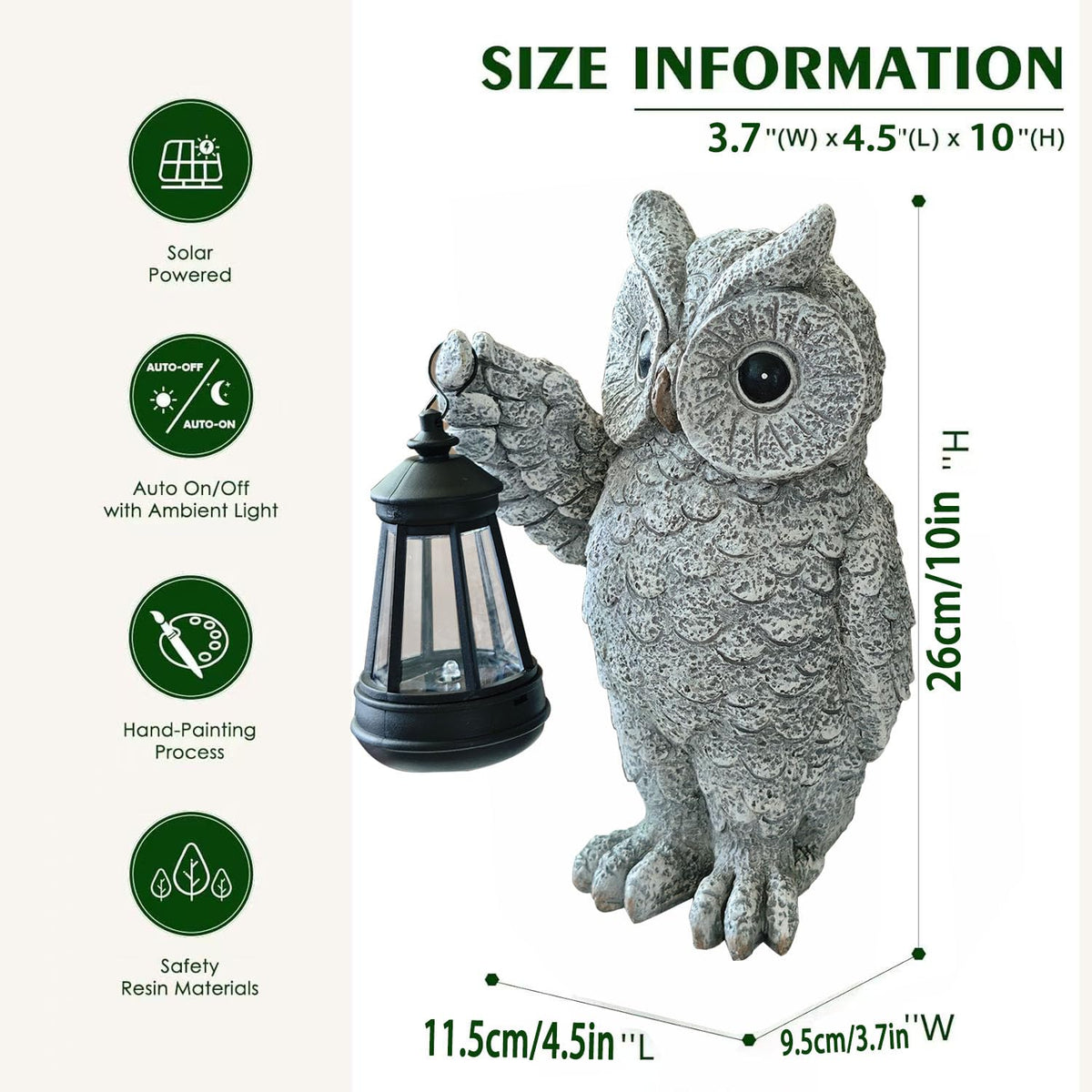 Weather-resistant GUANFU owl statue built for any weather.