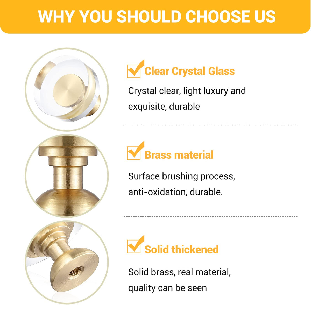 Guank brushed gold drawer knob enhances cabinet style and durability.