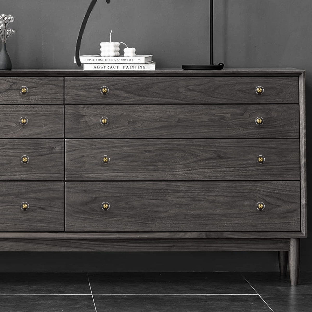 Guank minimalist crystal knob provides subtle luxury for drawers.