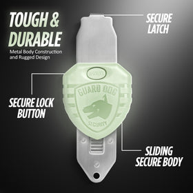Guard Dog Security BlockLock durable stainless steel for reliable door protection.