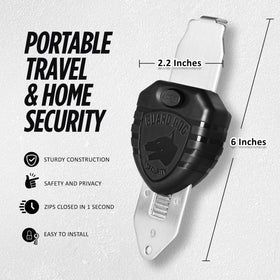 Guard Dog Security BlockLock shows tool-free, quick installation on a door edge for fast setup.