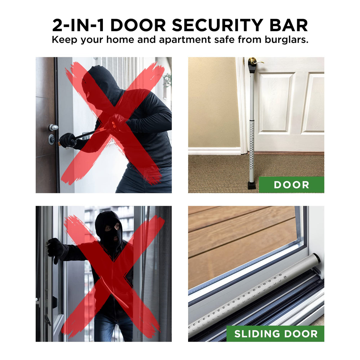 Guard Dog Security rubber bottom provides strong grip on all floor types without scratches.