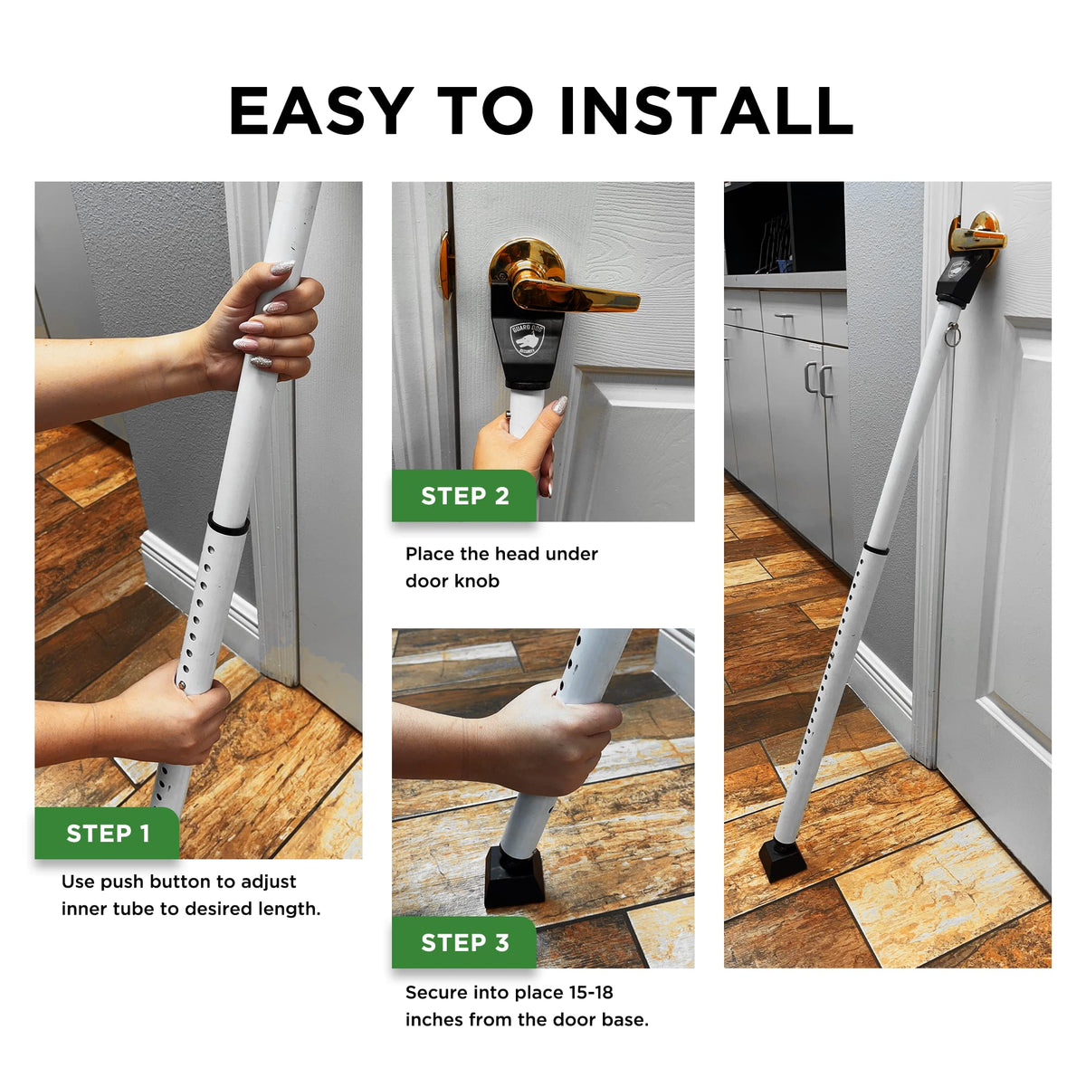 Guard Dog Security top piece is removable, revealing a 2-in-1 door jammer for sliding doors.