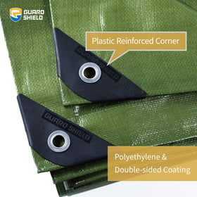 Guard Shield tarp with heat sealed seams provides durable protection for tents and boats.