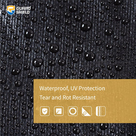 GUARD SHIELD tarp rope-hem detail reinforces edging for secure setup