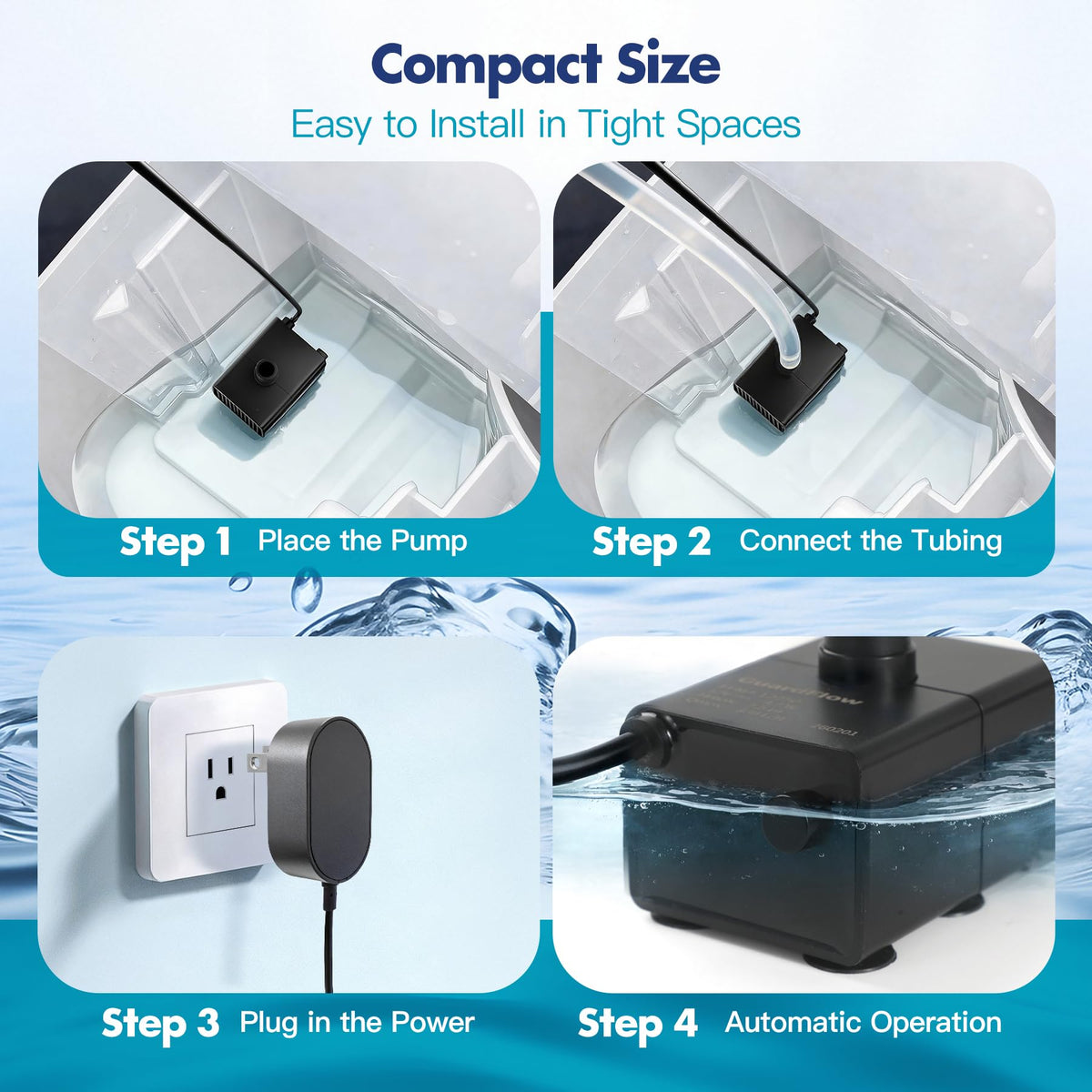GuardFlow submersible pump installation for easy setup in basins.