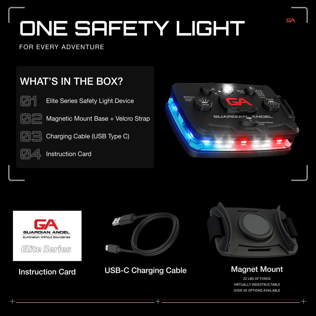 Guardian Angel Elite magnet mount on epaulet enables rapid hands-free attachment.