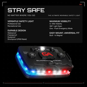 Guardian Angel Elite rear view highlights rear LEDs for full-body signaling.