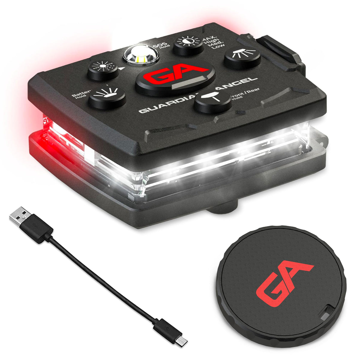Guardian Angel Micro front LED lights for high visibility on night walks
