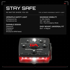 Guardian Angel Micro rear green beacon with 360-degree visibility from behind.