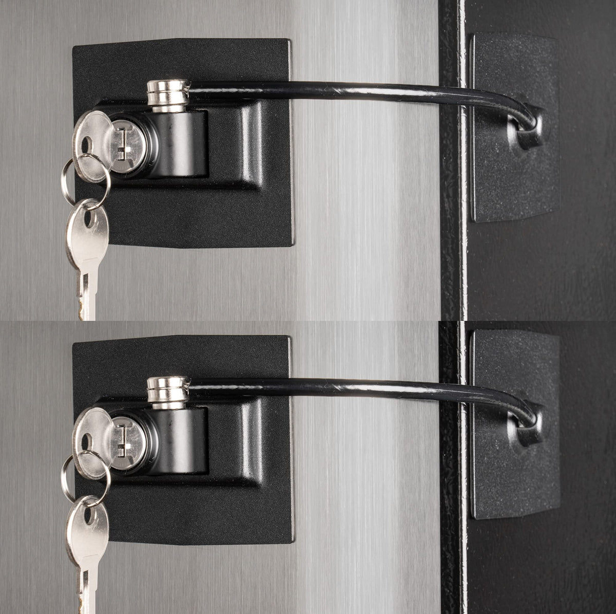 Guardianite refrigerator lock plate front view for secure medicine and snack protection.